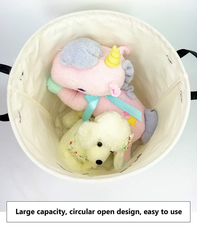 QUEENLALA Large Storage Basket,Laundry Hamper/Bathroom/Home Decor/Collapsible Round Storage Bin,Boys and Girls Hamper/Boxes/Clothing(Toys) - Image 4